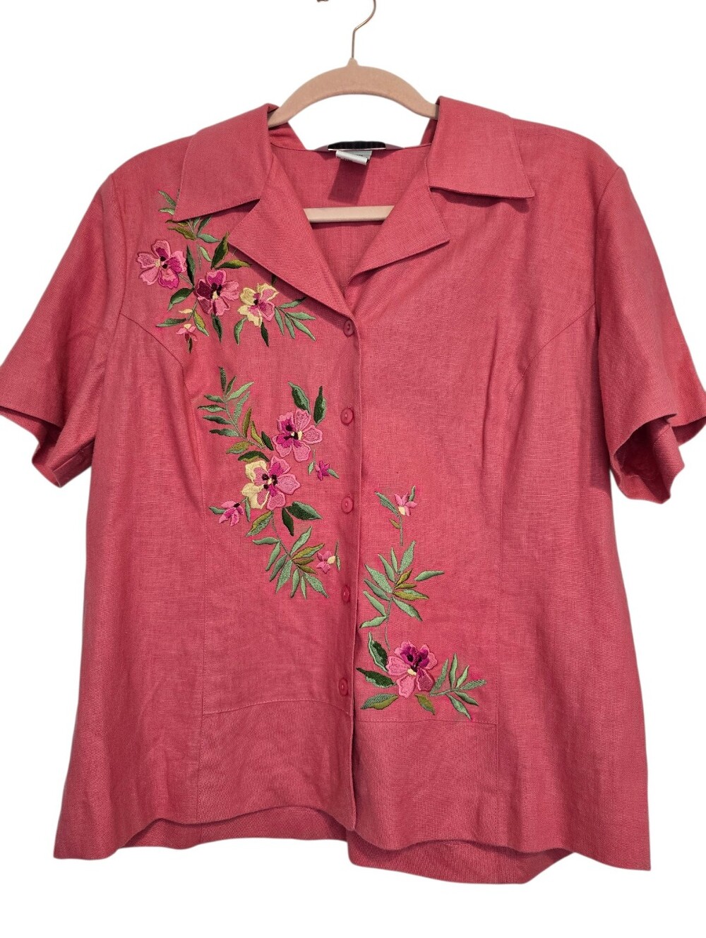 Napa Valley linen-blend short-sleeve blouse